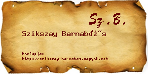 Szikszay Barnabás névjegykártya