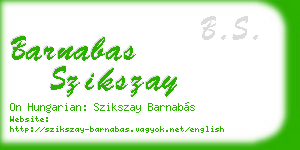 barnabas szikszay business card