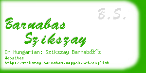 barnabas szikszay business card